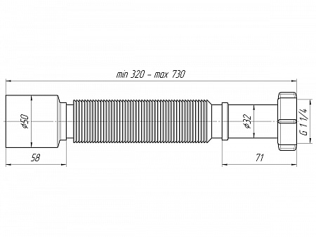 Гофра для сифона гибкая пластиковая стандартная АНИПЛАСТ K205 50х11/4&quot;