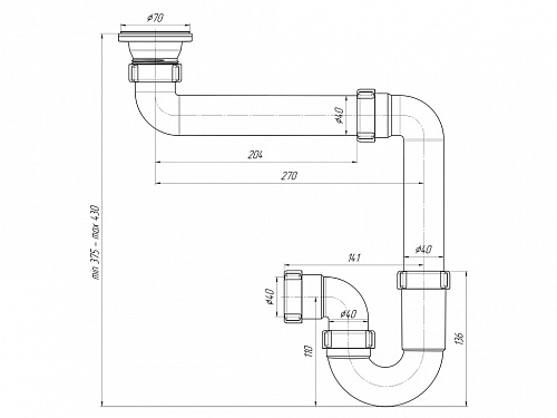 Сифон прямоточный АНИПЛАСТ D5000 40х11/2&amp;quot; смещенный