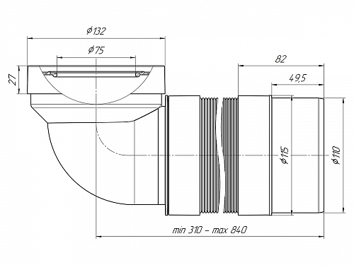 Гофра для унитаза гибкая пластиковая АНИПЛАСТ K722R 110 мм выпуск 90*