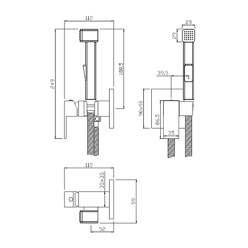 Смеситель встраиваемый с гигиенической лейкой OLIVE'S GRANADA 05131GN хром, латунь, уп. (10 шт)