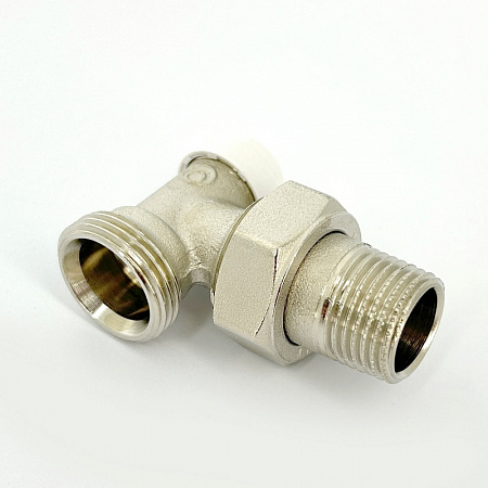 Вентиль обратный угловой UNI-FITT 1/2&quot; х 3/4&quot; НН ЕК с разъёмным соединением, никелированный