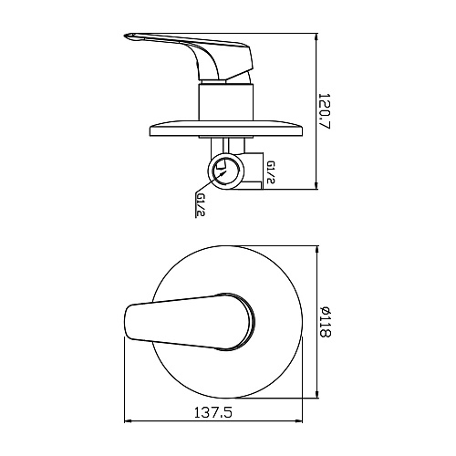 Смеситель встраиваемый для душа OLIVE'S EVORA 33130EV хром, латунь, уп. (10 шт)