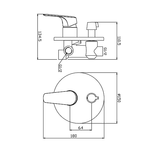 Смеситель встраиваемый для ванны OLIVE'S EVORA 33140EV хром, латунь, уп. (10 шт)