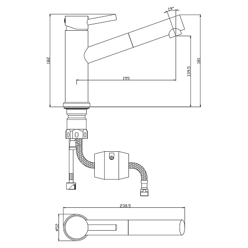 Смеситель для кухни OLIVE'S BALEAR 13425BL нержавеющая сталь, нержавеющая сталь, уп. (10 шт)