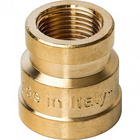 Муфта переходная резьбовая латунная STOUT без покрытия 1/2&quot;x3/8&quot; В