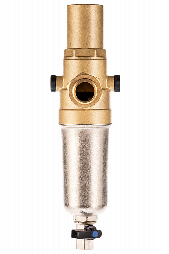 Фильтр промывной с гасителем ГЕЙЗЕР БАСТИОН Ø60 без покрытия 3/4&amp;quot; АМ-АМ, 90 мкм, латунная колба