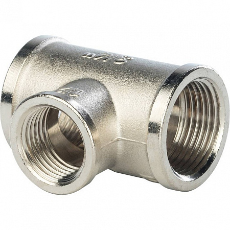 Тройник переходной переходной латунный STOUT никель 3/4&quot;x1/2&quot;x3/4&quot; В
