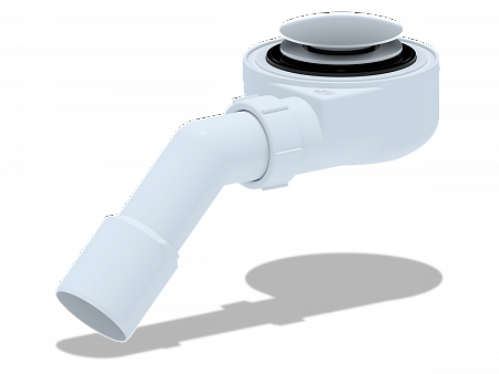 АНИПЛАСТ Сифон для душевого поддона 11/2&quot;х50 h=55mm, хром, клик-клак,грибок  с переходной трубой 45°