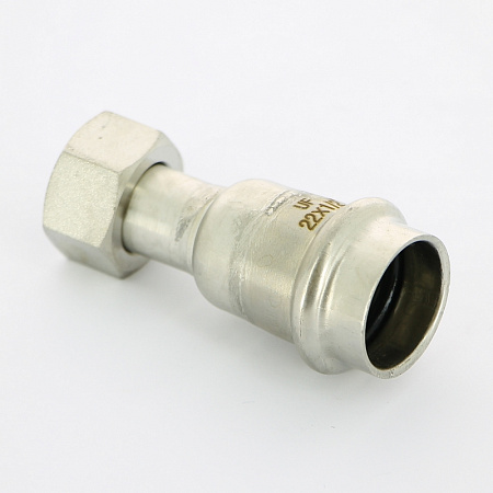 НП Муфта с накидной гайкой пресс из нержавейки UNI-FITT фитинг Ø22x1/2&quot; НГ