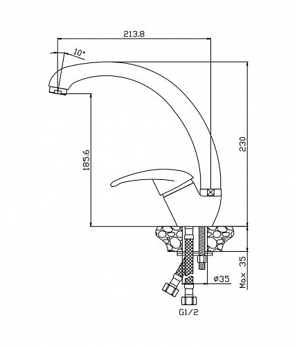 Смеситель для кухни OLIVE'S LERIDA 08430LR хром, латунь, упак (10 шт)