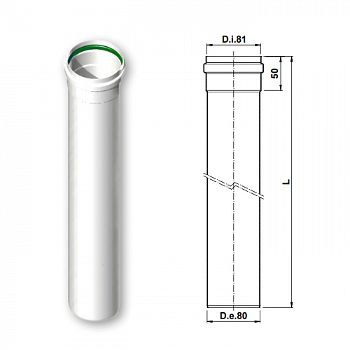 Труба коаксиальная TERMICA TAP810 Ø80 1 м
