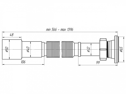 Сифон гофрированный для умывальника АНИПЛАСТ G216 11/4&amp;quot;х40/50 удлиненный