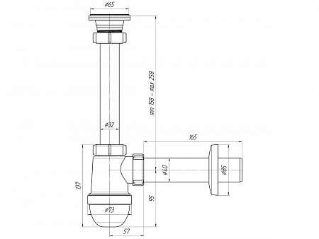 АНИПЛАСТ Сифон 11/4&quot;х40 c прямой трубой 40 мм C1004