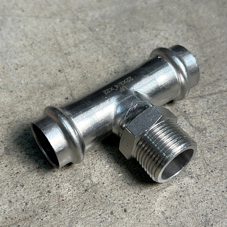 НП Тройник с резьбой пресс из нержавейки UNI-FITT фитинг Ø22х3/4"х22 Н