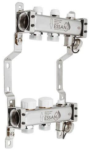 Коллекторная группа ESSAN GROUP803 нержавейка 1&amp;quot;x3/4&amp;quot; EK -2 выхода, без расходомеров (204 мм)