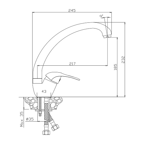 Смеситель для кухни OLIVE'S VEGA 12431VE хром, латунь, упак (10 шт.)