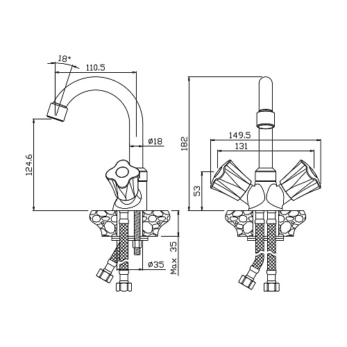 Смеситель для раковины с поворотным изливом OLIVE'S VIGO 21110VG хром, латунь, уп. (10 шт)