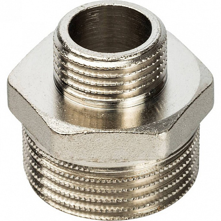 Ниппель переходной резьбовой латунный STOUT никель 1&quot;x1/2&quot; Н