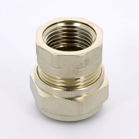 Муфта обжимная латунная UNI-FITT никель Ø20х1/2&quot; В