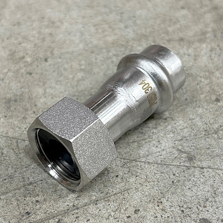 НП Муфта с накидной гайкой пресс из нержавейки UNI-FITT фитинг Ø15x1/2&quot; НГ