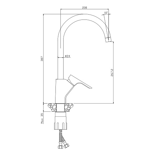 Смеситель для кухни OLIVE'S PORTO 11430PR хром, латунь, упак (10 шт)