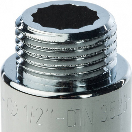 Удлинитель резьбовой латунный STOUT хром 1/2&quot;x80мм ВН