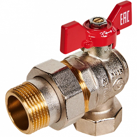 Кран шаровой с американкой угловой ROMMER бабочка 1&quot; ВН NEW