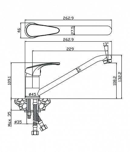 Смеситель для кухни OLIVE'S AVILA 02400AV хром, латунь, упак (10 шт)