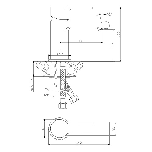Смеситель для раковины OLIVE'S TENERIFE 24100TN хром, латунь, упак (10 шт.)