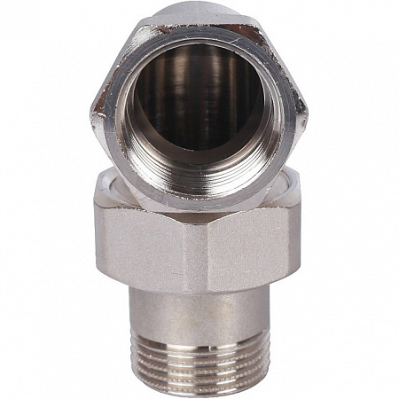 Американка УГЛОВАЯ резьбовая латунная (с прокладкой o-ring) STOUT никель 3/4&quot; ВН