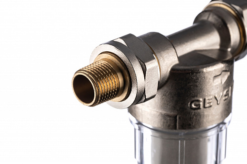 Фильтр промывной ГЕЙЗЕР БАСТИОН 111 Ø60 никель 1/2&amp;quot; АМ-АМ, 90 мкм, пластиковая колба