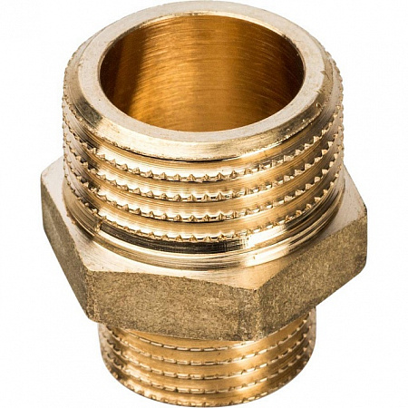 Ниппель переходной резьбовой латунный STOUT без покрытия 1/2&quot;x3/8&quot; Н
