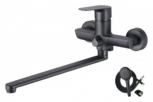 Смеситель для ванны с длинным изливом OLIVE'S TIESO 26221TSB черный, латунь, уп. (8 шт)