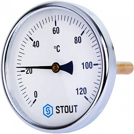 SIM-0001-101015 STOUT Термометр биметаллический с погружной гильзой. Корпус Dn 100 мм, гильза 100 мм