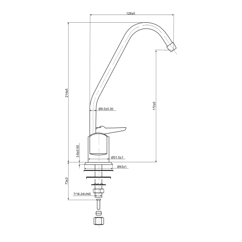 Кран для чистой воды ГЕЙЗЕР исп.1 клавишный