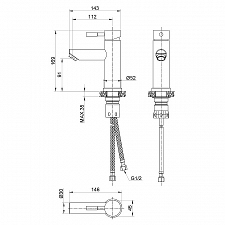 Смеситель для раковины нержавеющая сталь OLIVE'S BALEAR 13100BL нержавеющая сталь, нержавеющая сталь