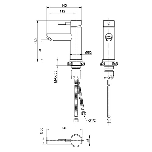 Смеситель для раковины нержавеющая сталь OLIVE'S BALEAR 13100BL нержавеющая сталь, нержавеющая сталь
