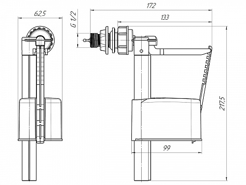 Заливная арматура для бачка c боковой подводкой АНИПЛАСТ ЭКОНОМ WC5050 1/2&amp;quot;