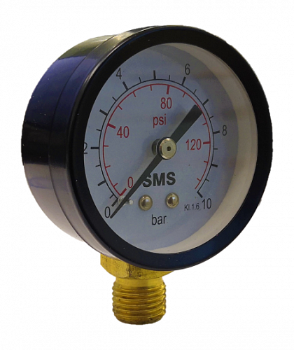Манометр радиальный SMS-335V-10 Ø50-1/4&amp;quot;, 10 бар, вертикальное подключение (05256)