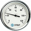 Термометр биметаллический погружной STOUT Ø80-1/2&amp;quot;, гильза 75 мм, +120°C