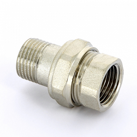 Американка ПРЯМАЯ резьбовая латунная UNI-FITT никель 1/2&quot; ВН, с прокладкой O-RING