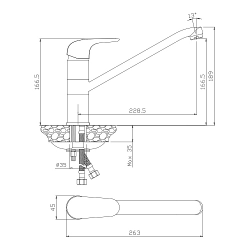 Смеситель для кухни OLIVE'S CASTILLA 07430CS хром, латунь, уп. (10 шт)