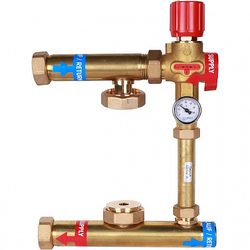 НСУ Насосно-смесительный узел теплого пола STOUT ISOTHERM без насоса 1&amp;quot;, термостат 30-50°C, 130мм