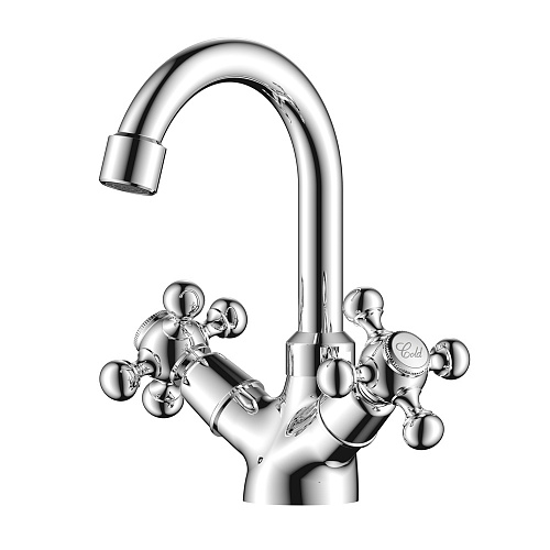 Смеситель для раковины с поворотным изливом OLIVE'S GIRONA 01110GR хром, латунь, уп. (10 шт)