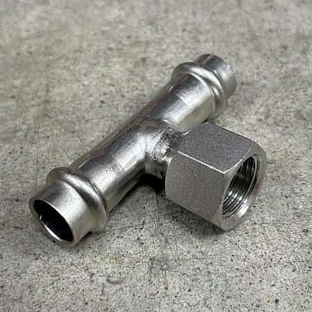 НП Тройник с резьбой пресс из нержавейки UNI-FITT фитинг Ø15х1/2&quot;х15 В