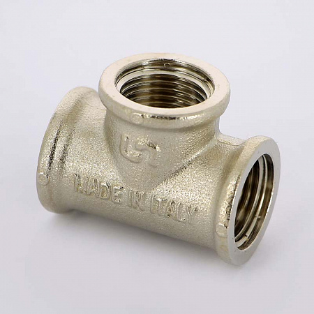 Тройник резьбовой латунный UNI-FITT никель 1/2&quot; В