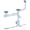 Сифон для кухонных мойки двойной АНИПЛАСТ ГРОТ A7500S 31/2&amp;quot;х40 смещ с отв стир маш, с гибк переливом