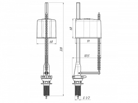 Заливная арматура для бачка АНИПЛАСТ ЭКОНОМ WC5550 пластик 1/2&quot; Н, нижняя подводка