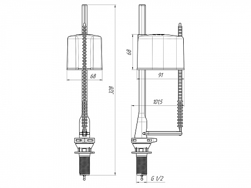Заливная арматура для бачка АНИПЛАСТ ЭКОНОМ WC5550 пластик 1/2&amp;quot; Н, нижняя подводка