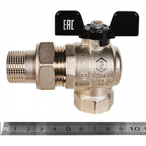 Кран шаровой с американкой угловой STOUT бабочка 3/4&amp;quot; ВР/НР